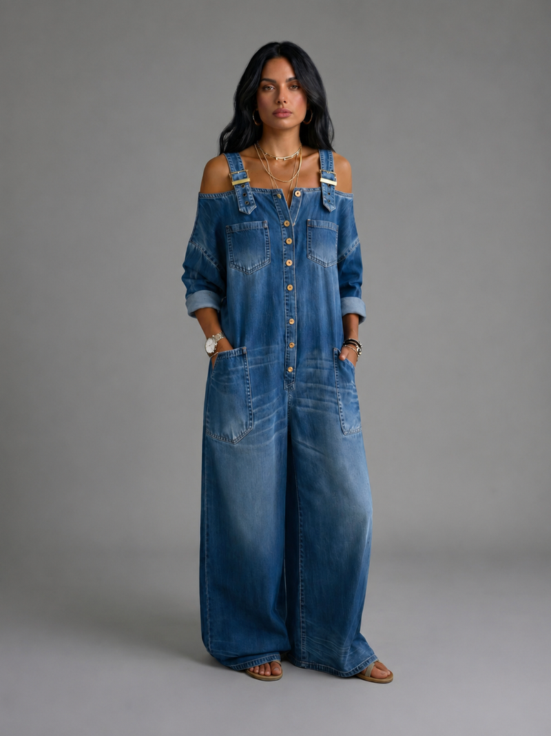Sophia | Tuta in denim con spalle scoperte